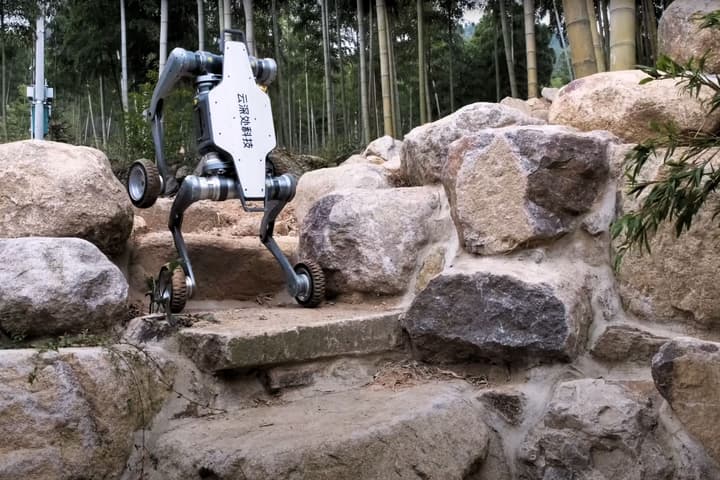 DEEP Robotics has previewed the launch of a new wheeled quadruped robot called the Lynx, which can be seen bounding down steep slopes, climbing over large obstacles, getting to grips with tricky inclines, bouncing down steps on two limbs and speeding down dirt tracks