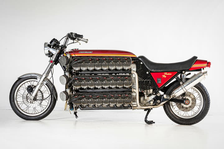 This 4.2-liter 48-cylinder Kawasaki is called the Tinker Toy