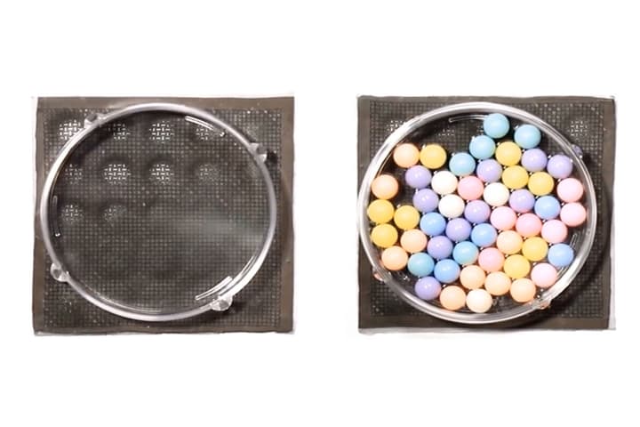 The metasheet demonstrates its ability to move objects – in this case, rotating Petri dishes