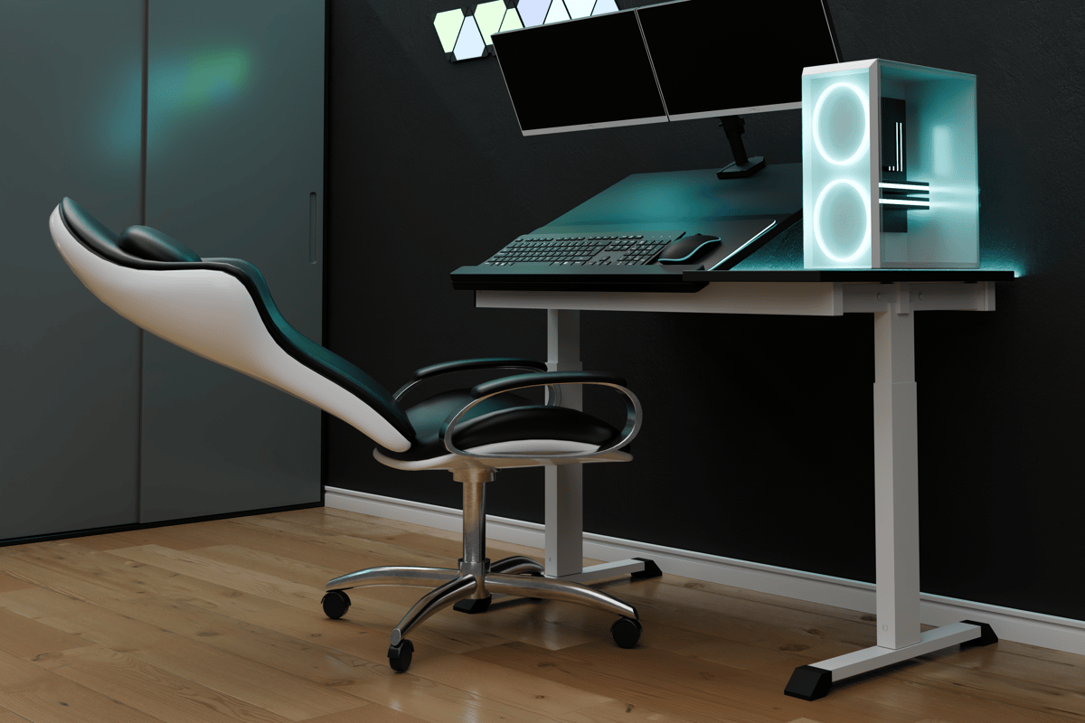 The Ergo Desk tilts to allow a reclined position, which helps relieve back pain