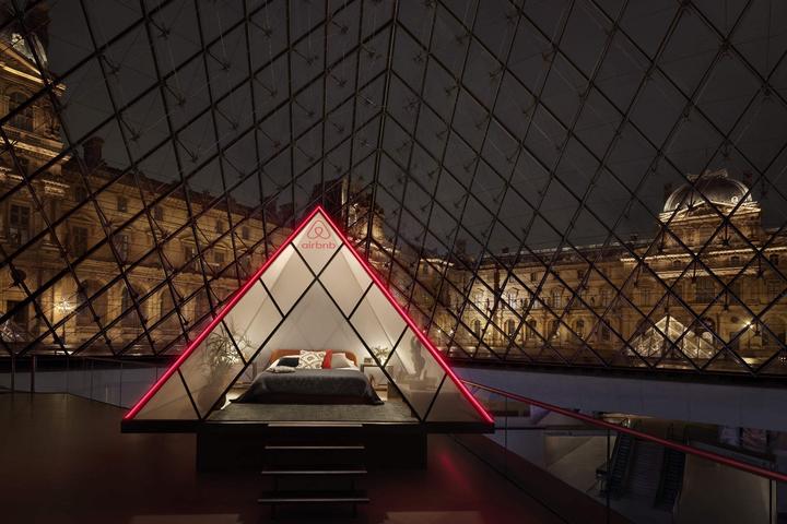 The winner of the competition and their guest will sleep in a pyramid-shaped bedroom installed within the Louvre's famous pyramid