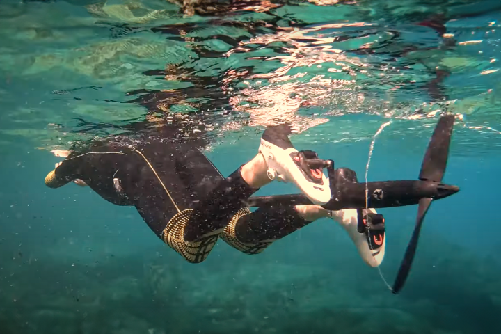 Yes, this fella's swimming in clip-ons