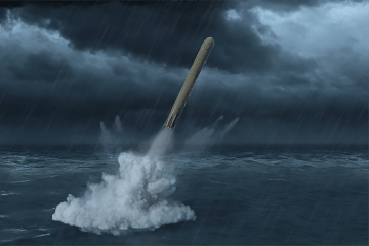 Artist's concept of the Exocet SM40 launching