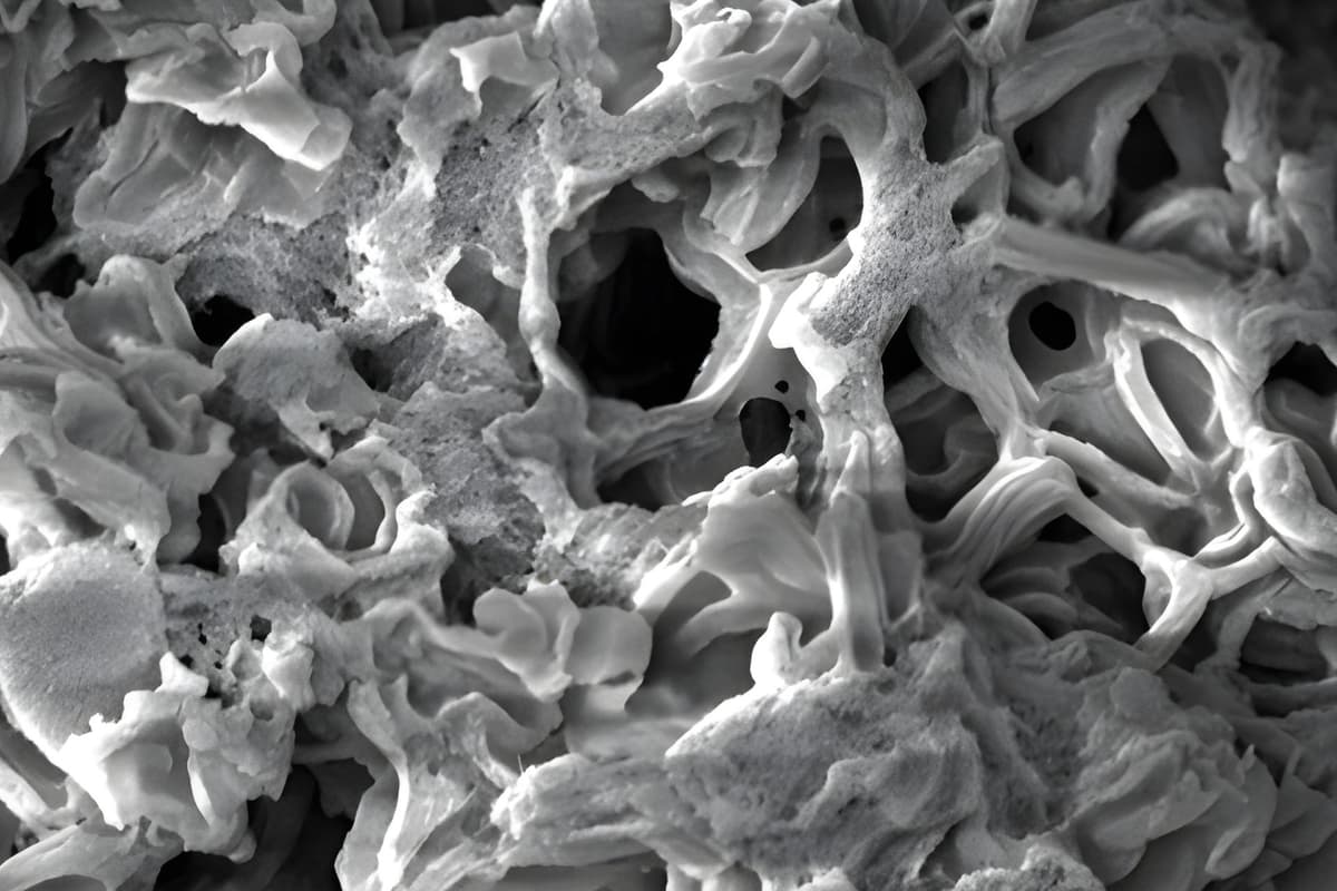 A microscopic view of the new carbon material, which has the highest surface area ever reported