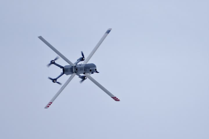 The Helsing HX-2 AI Strike Drone in flight